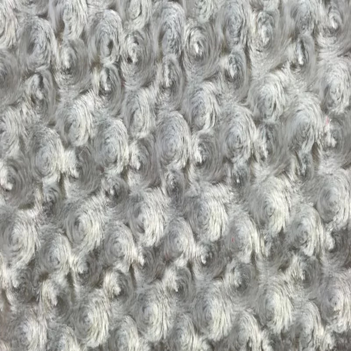 Silver Gray Swirl Rosebud Faux Fur Fabric - Fashion Fabrics LLC