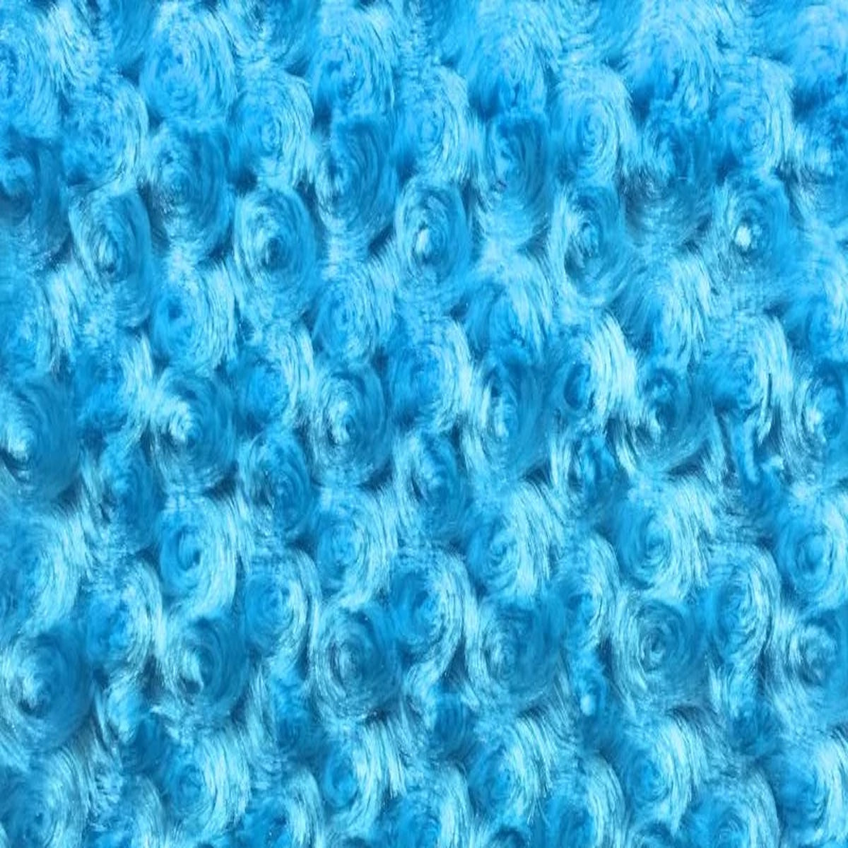 Turquoise Blue Swirl Rosebud Faux Fur Fabric - Fashion Fabrics LLC