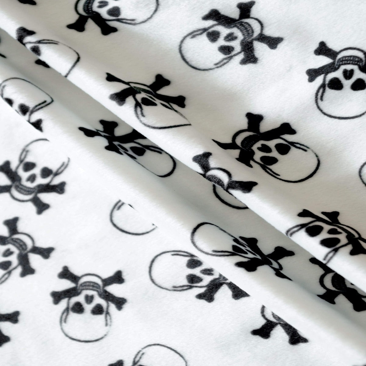 White Velboa Skull Print Faux Fur Fabric - Fashion Fabrics Los Angeles 