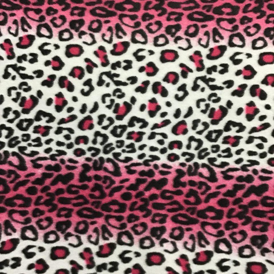 White Pink Leopard Print Fleece Fabric - Fashion Fabrics Los Angeles 