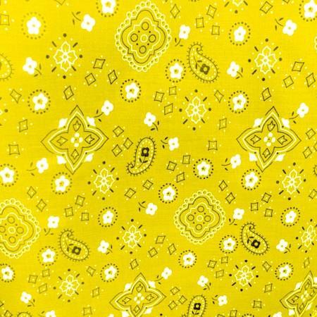 Yellow Bandanna Print Poly Cotton Fabric - Fashion Fabrics Los Angeles 