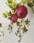 White Red Rose Floral Print Poly Cotton Fabric - Fashion Fabrics Los Angeles 