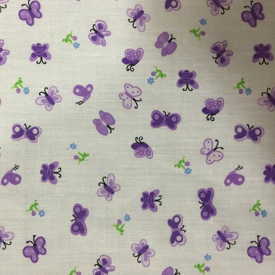 Purple Butterfly Poly Cotton Print Fabric - Fashion Fabrics Los Angeles 