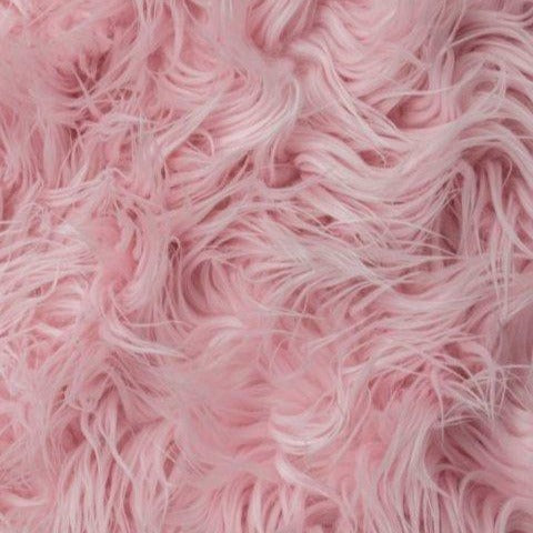 Pink Mongolian Long Pile Faux Fur Fabric - Fashion Fabrics Los Angeles 