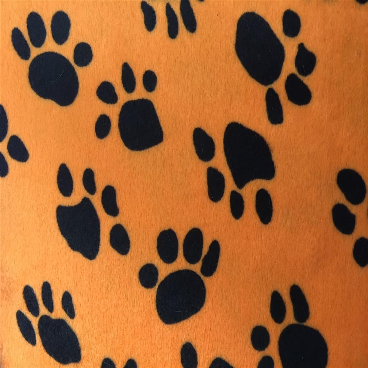 Orange Black Puppy Paw Print Faux Fur - Fashion Fabrics Los Angeles 