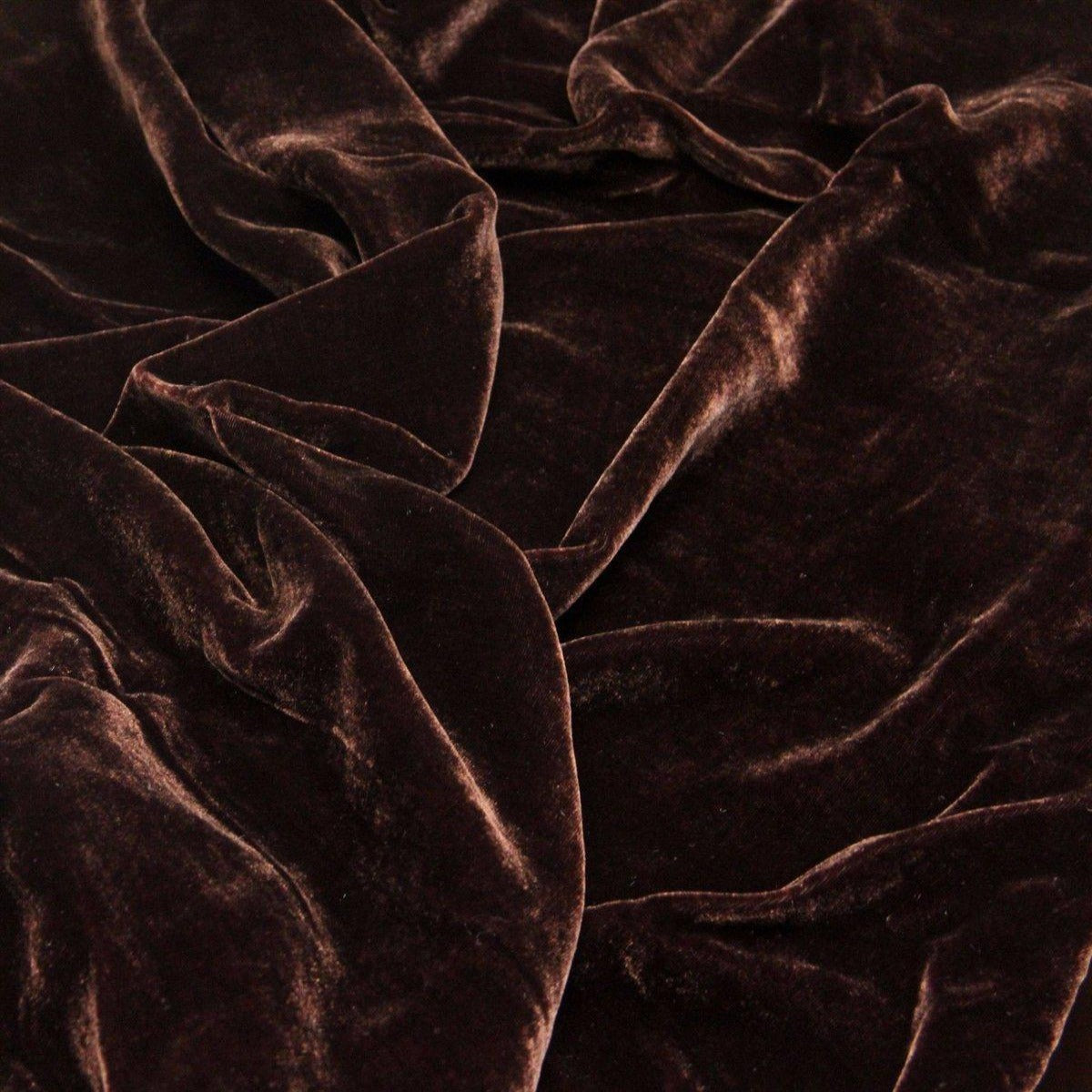 Dark Brown Silk Velvet Fabric - Fashion Fabrics Los Angeles 