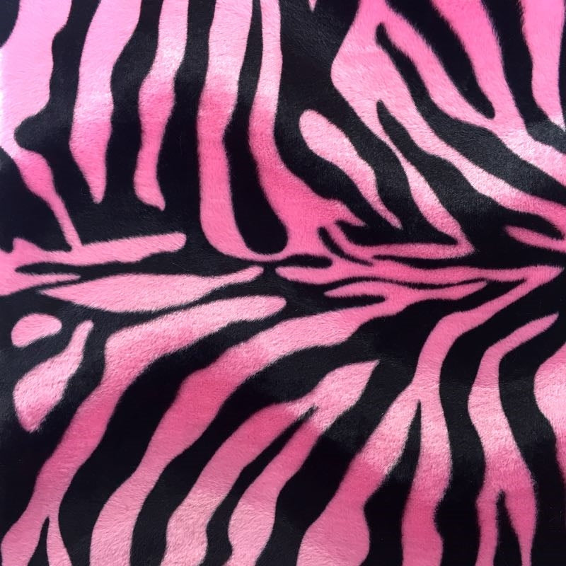 Pink Big Zebra Velboa Faux Fur Fabric - Fashion Fabrics Los Angeles 