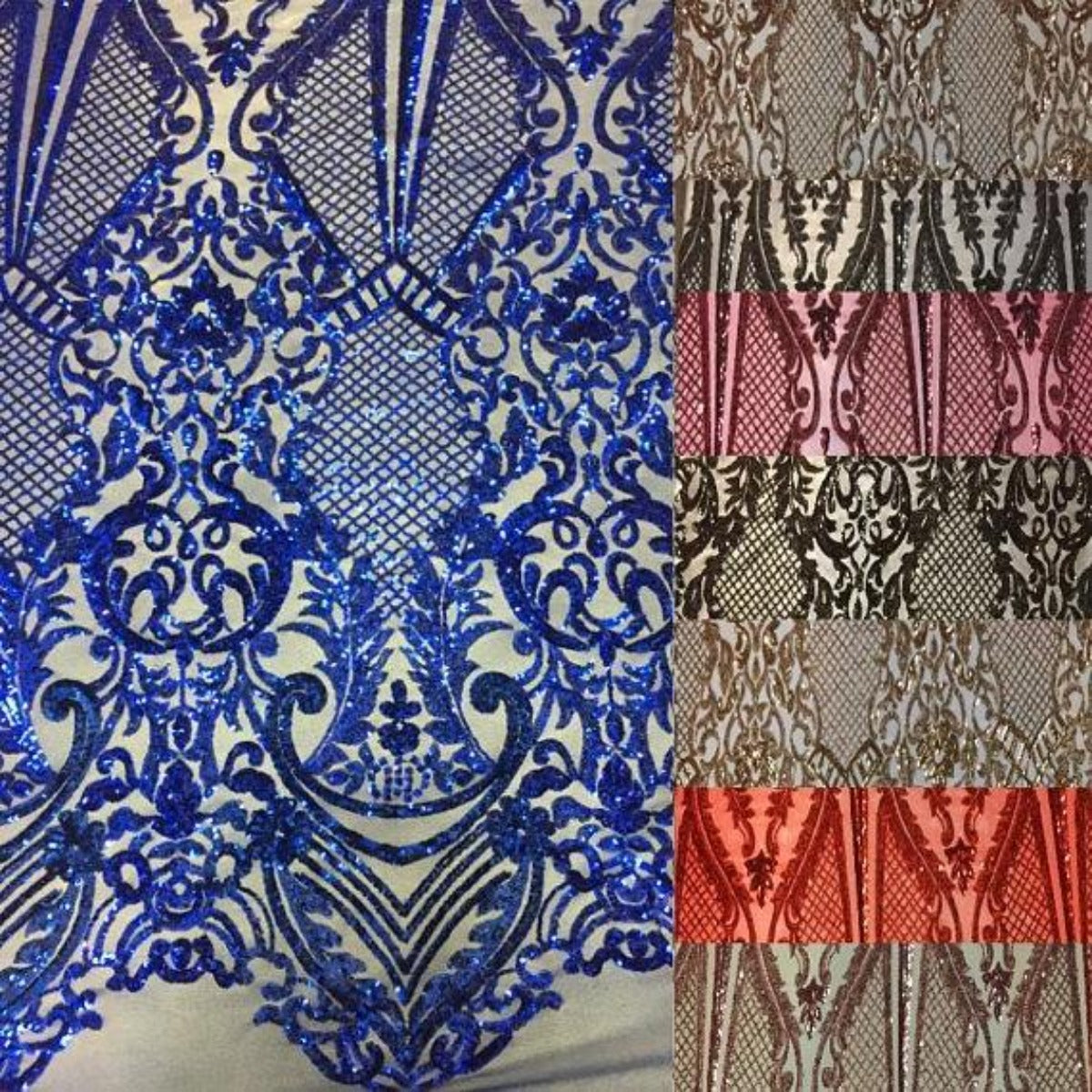 Blush Chantal Deluxe Sequins Lace Fabric - Fashion Fabrics LLC