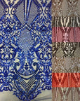 Burgundy Chantal Deluxe Sequins Lace Fabric - Fashion Fabrics LLC