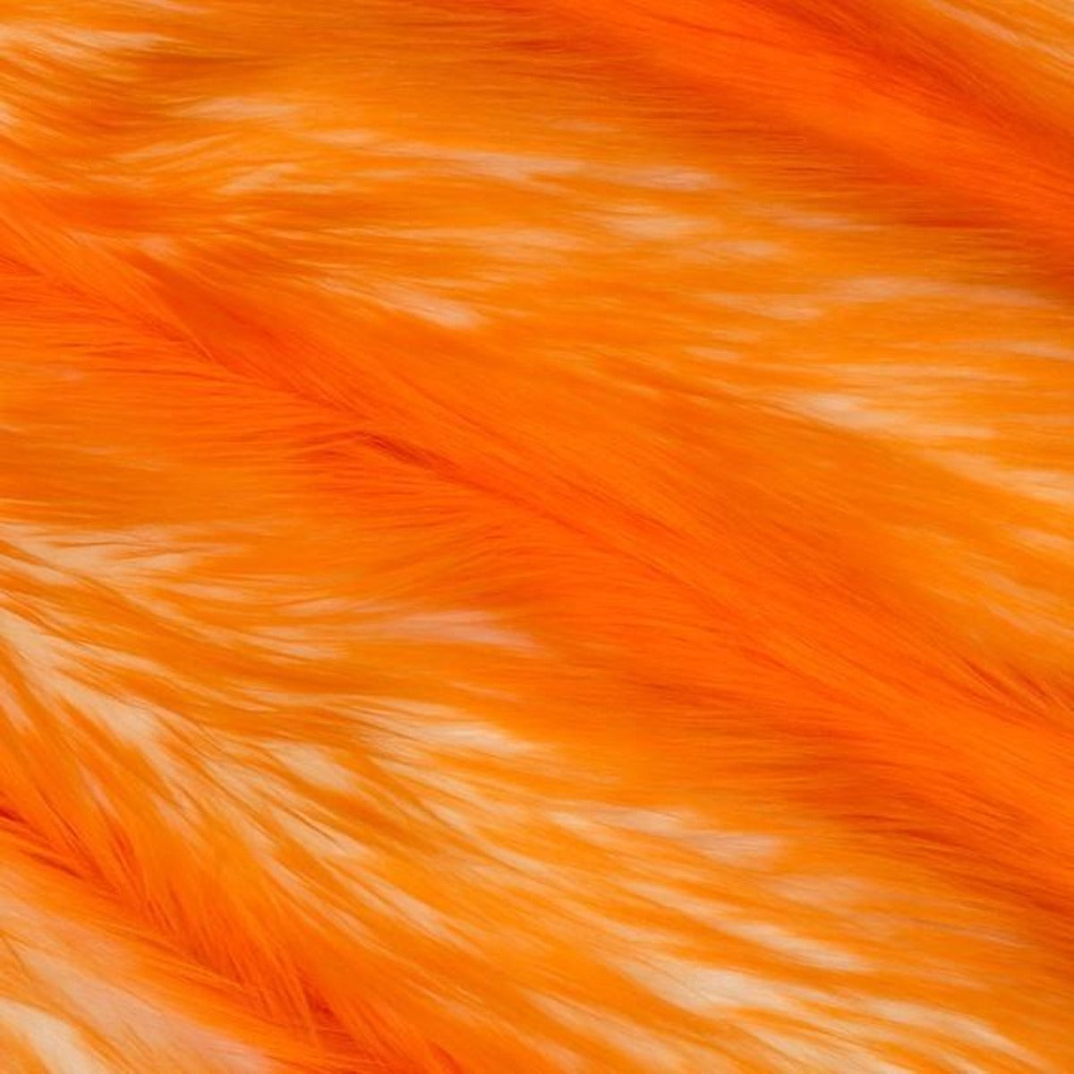 Orange | White Luxury Faux Fur Shag Fabric - Fashion Fabrics Los Angeles 