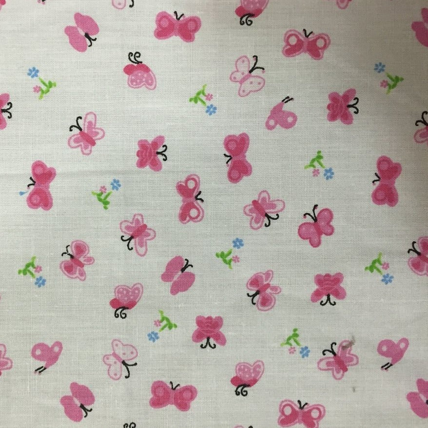 Pink Butterfly Poly Cotton Print Fabric - Fashion Fabrics Los Angeles 