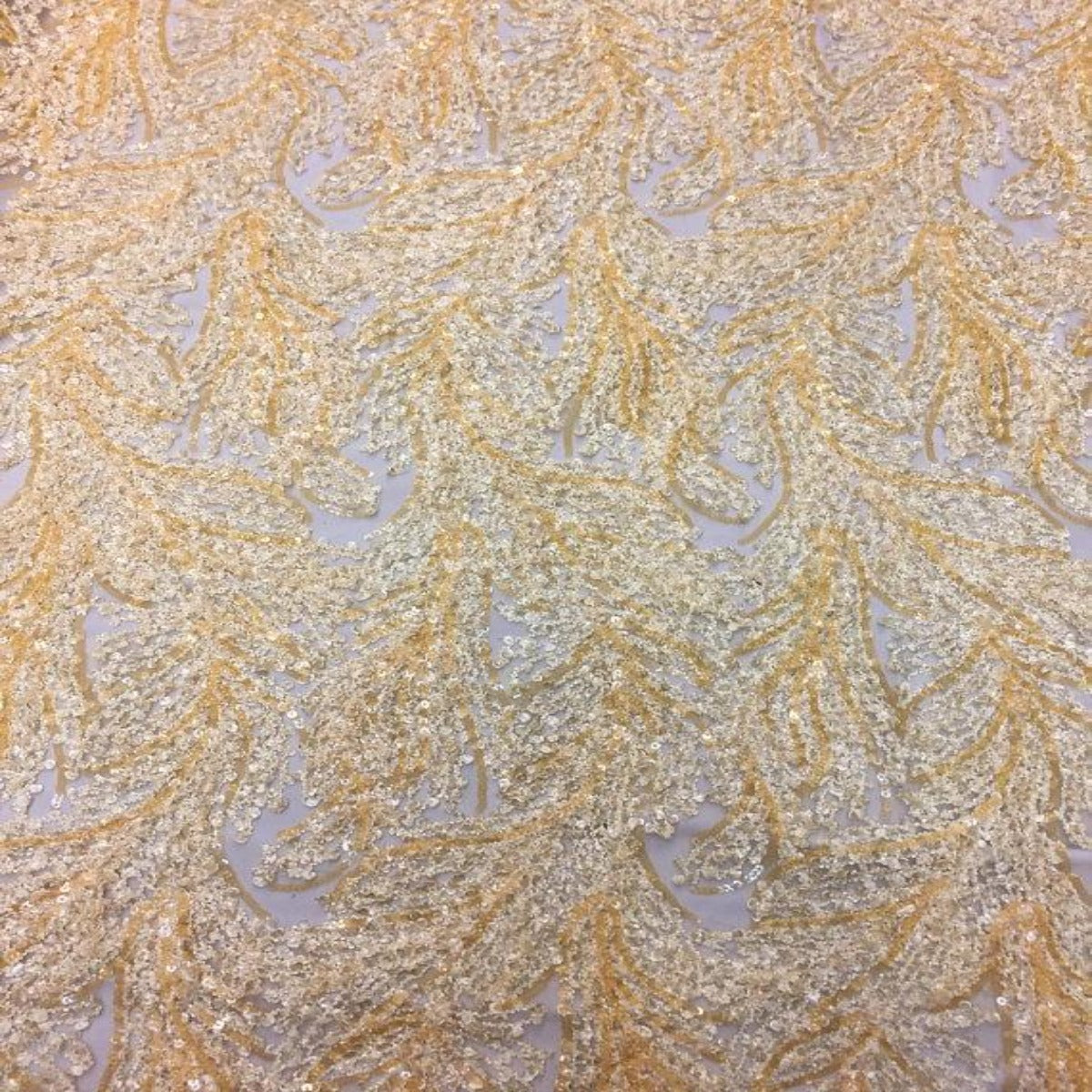 Yellow Cozy Pop Thread Floral Sequins Lace Fabric - Fashion Fabrics LLC