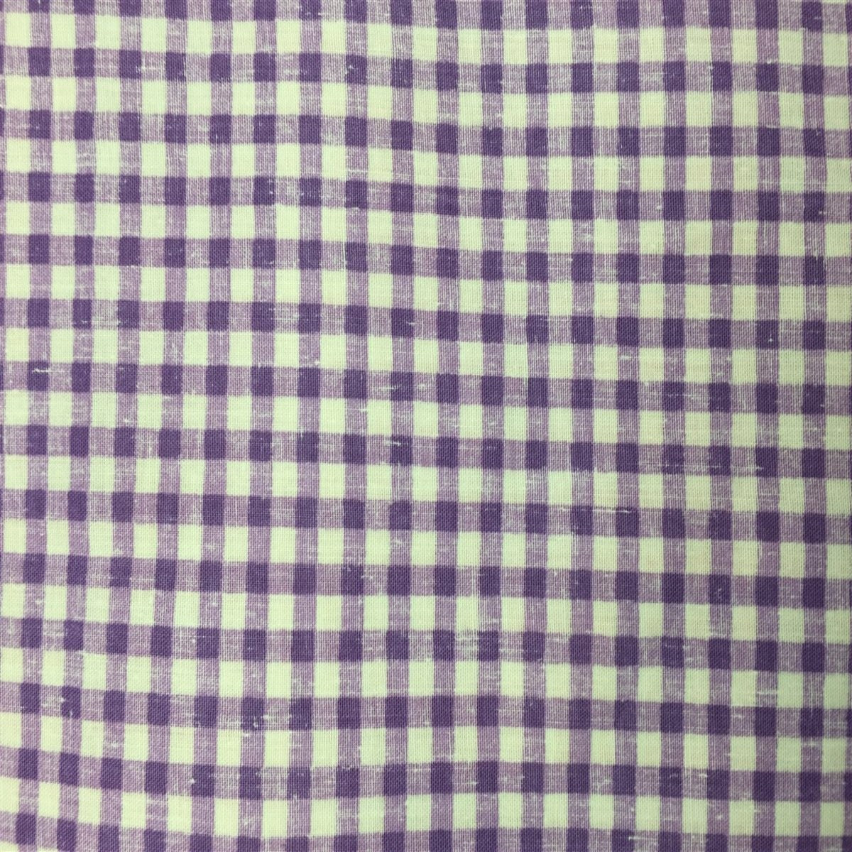 Purple White Gingham Checkered Poly Cotton Fabric - Fashion Fabrics Los Angeles 