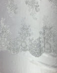 White Silver Oswald Embroidered Lace Fabric - Fashion Fabrics LLC