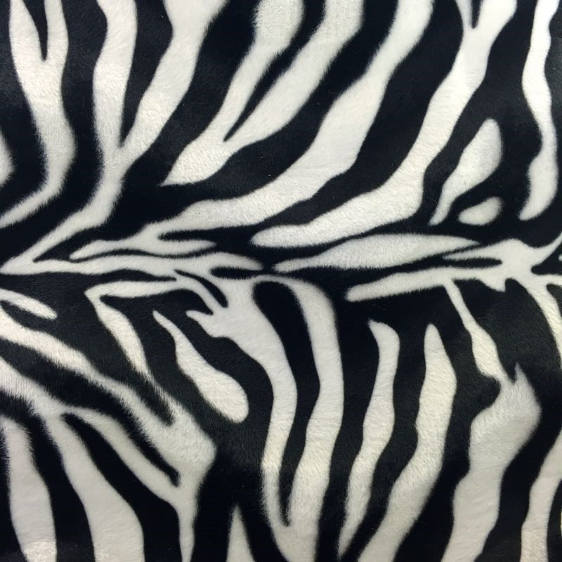 White Big Zebra Velboa Faux Fur Fabric - Fashion Fabrics Los Angeles 