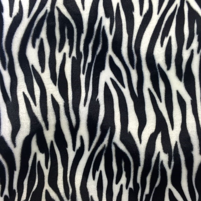 White Small Zebra Velboa Faux Fur Fabric - Fashion Fabrics Los Angeles 