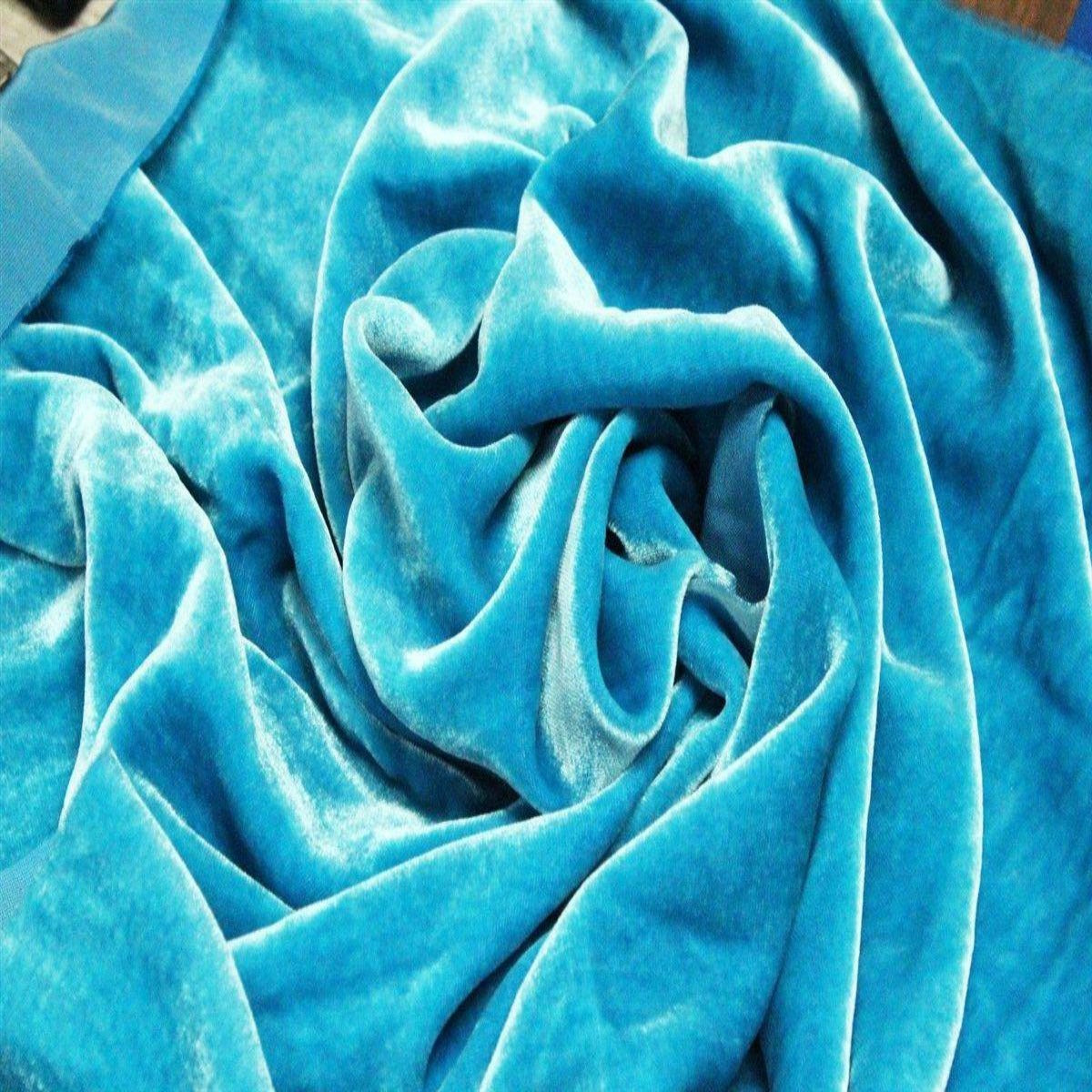 Turquoise Silk Velvet Fabric - Fashion Fabrics Los Angeles 