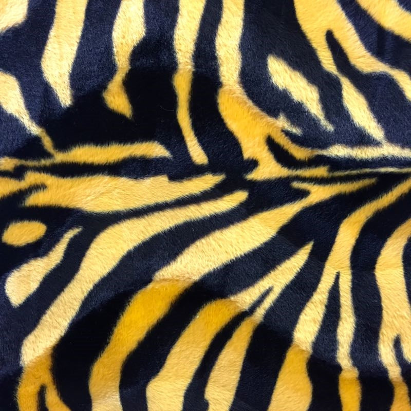 Yellow Big Zebra Velboa Faux Fur Fabric - Fashion Fabrics Los Angeles 