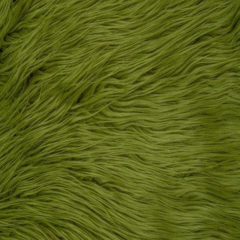 Olive Green Mongolian Long Pile Faux Fur Fabric - Fashion Fabrics Los Angeles 