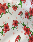 White Lily Flowers Poly Cotton Fabric - Fashion Fabrics Los Angeles 