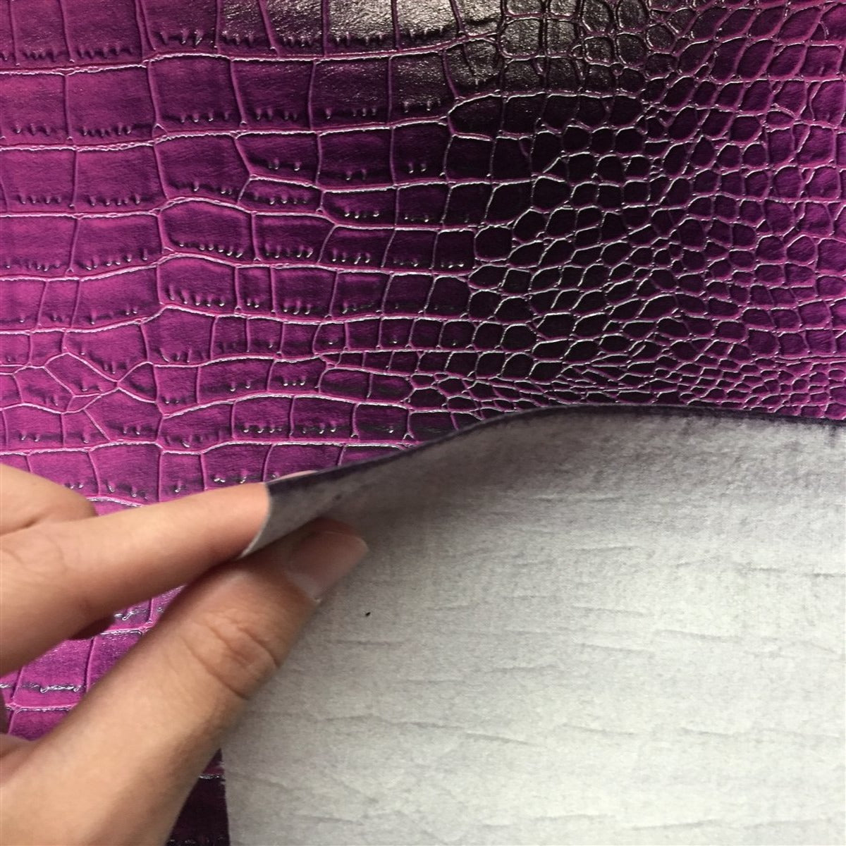 Lilac Purple Two Tone Embossed Crocodile Vinyl Fabric - Fashion Fabrics Los Angeles 