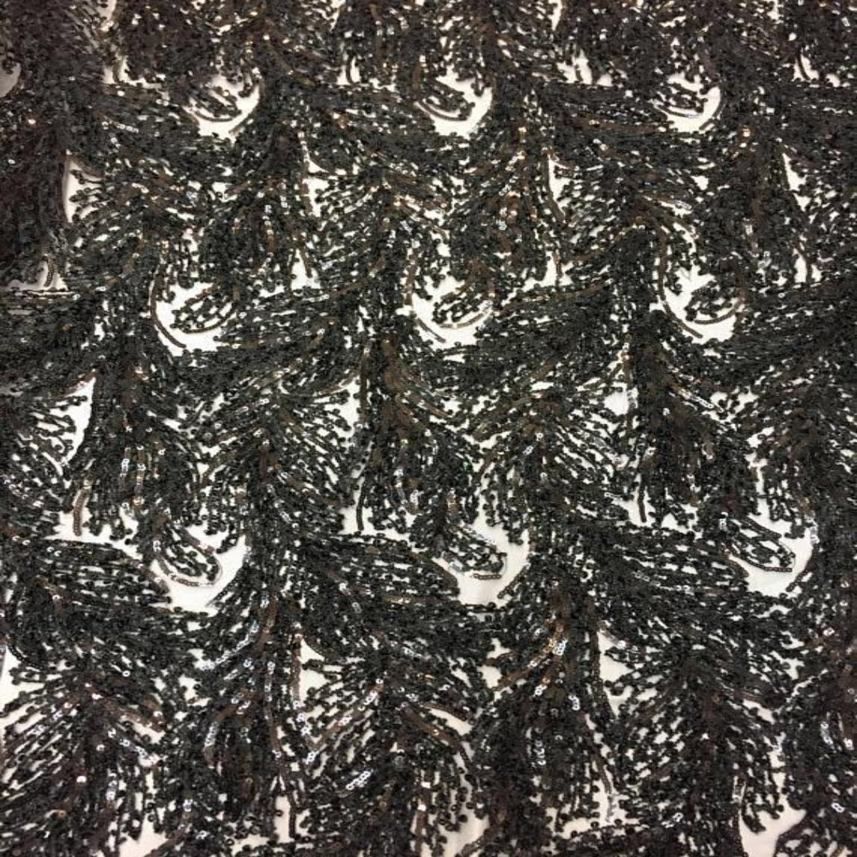 Black Cozy Pop Thread Floral Sequins Lace Fabric - Fashion Fabrics LLC