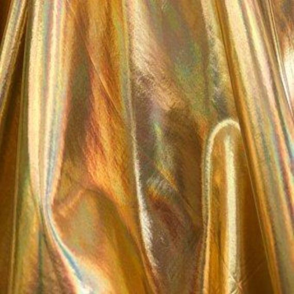Gold Metallic Iridescent Foil Spandex Fabric - Fashion Fabrics Los Angeles 
