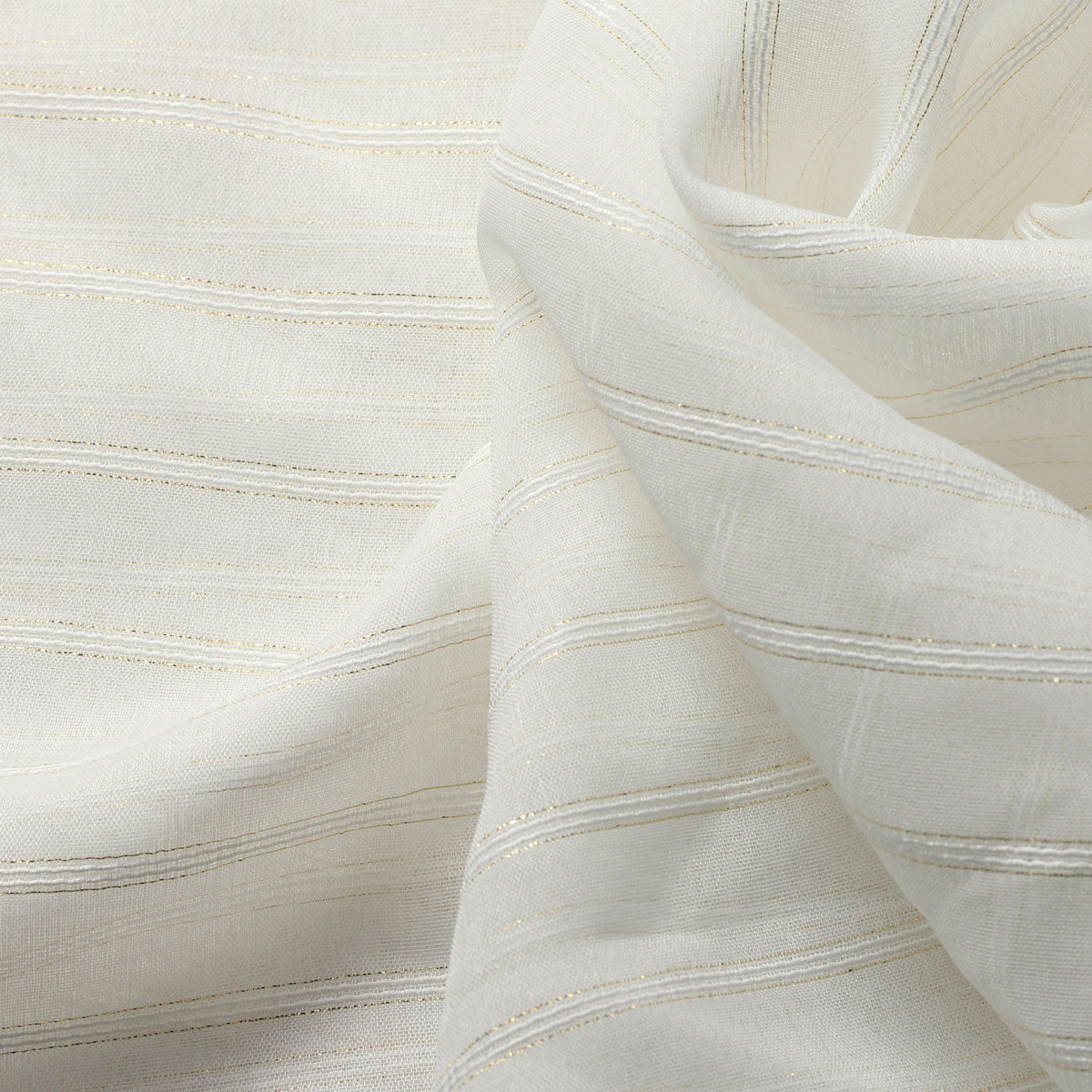Ivory Gold Roman Stripe Sheer Drapery Home Decor Fabric - Fashion Fabrics Los Angeles 