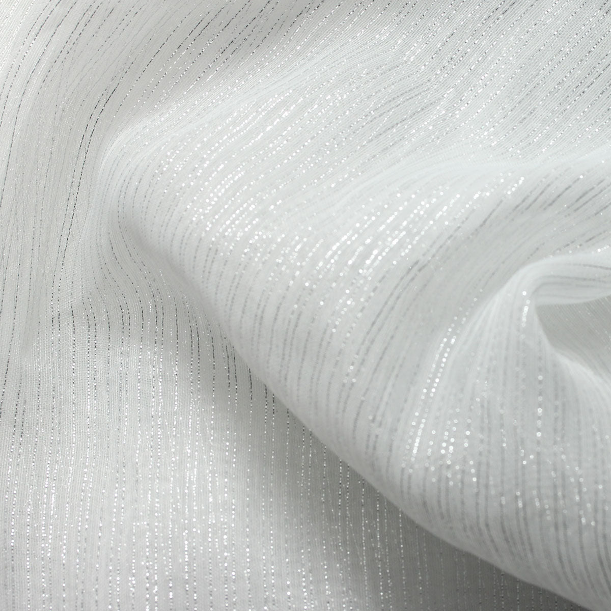 White Silver Three Shine Stripe Sheer Drapery Home Decor Fabric - Fashion Fabrics Los Angeles 
